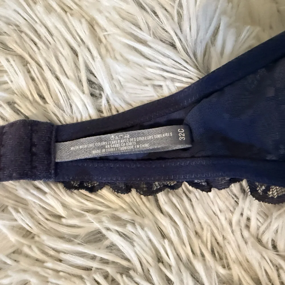 Aerie Floral Lace Underwire Halter Navy Bra - Picture 4 of 5